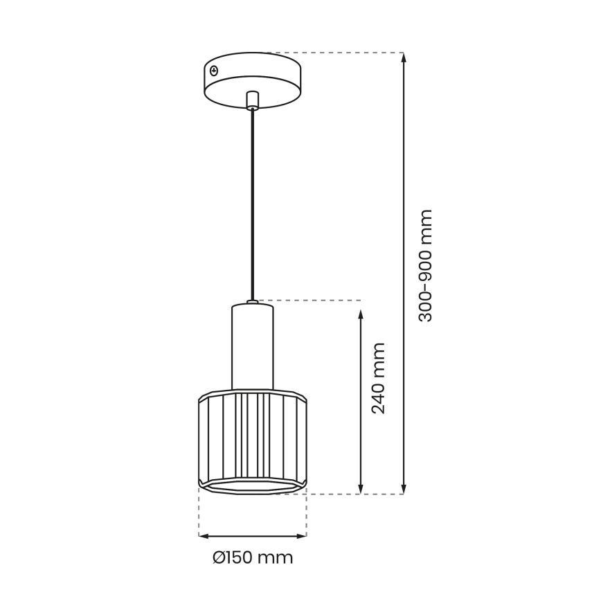 Ljuskrona med upphängningsrem CRISTAL 1xE27/60W/230V svart