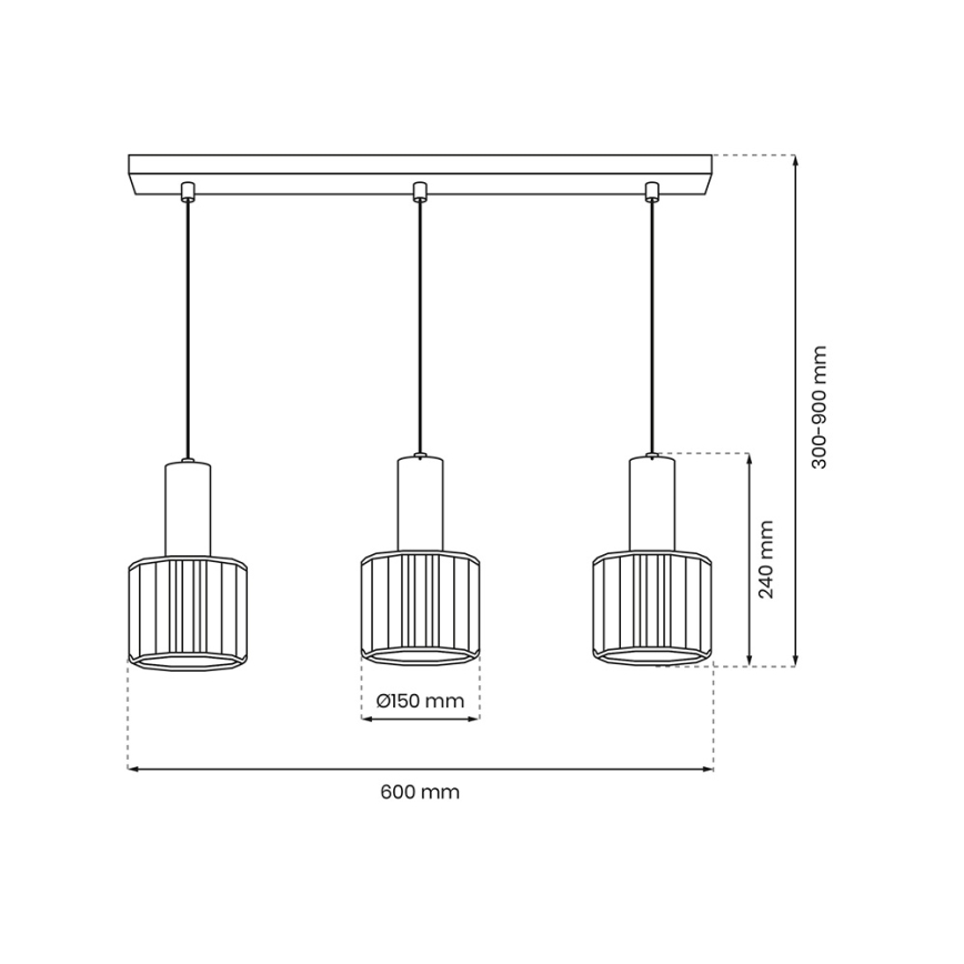 Ljuskrona med upphängningsrem CRISTAL 3xE27/60W/230V svart