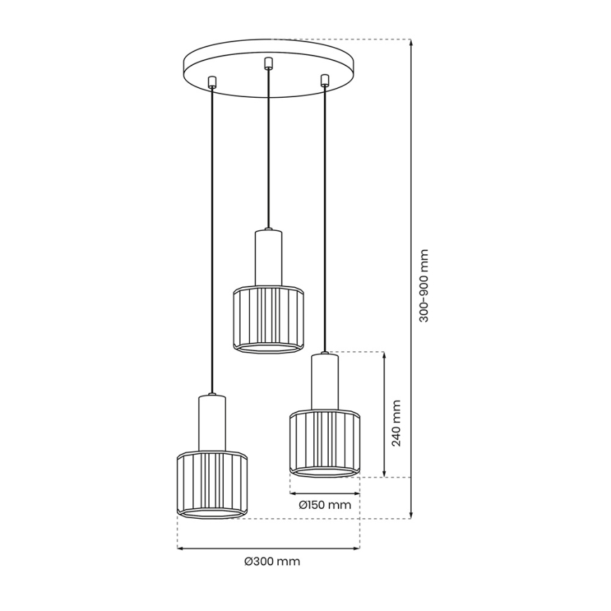 Ljuskrona med upphängningsrem CRISTAL 3xE27/60W/230V svart