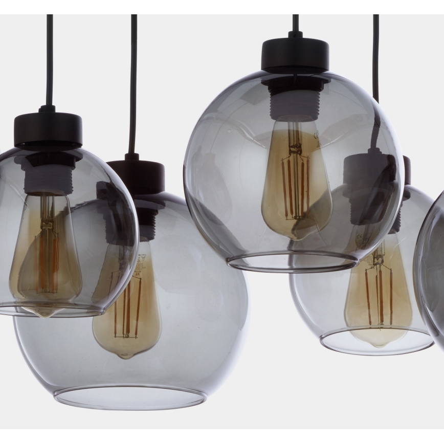 Ljusskrona med upphängningsrem  CUBUS 6xE27/60W/230V svart 