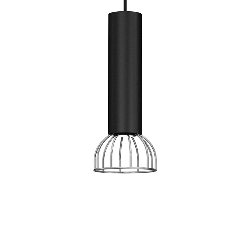 Ljusskrona med upphängningsrem  DANTE 1xGU10/25W/230V svart /blank krom 