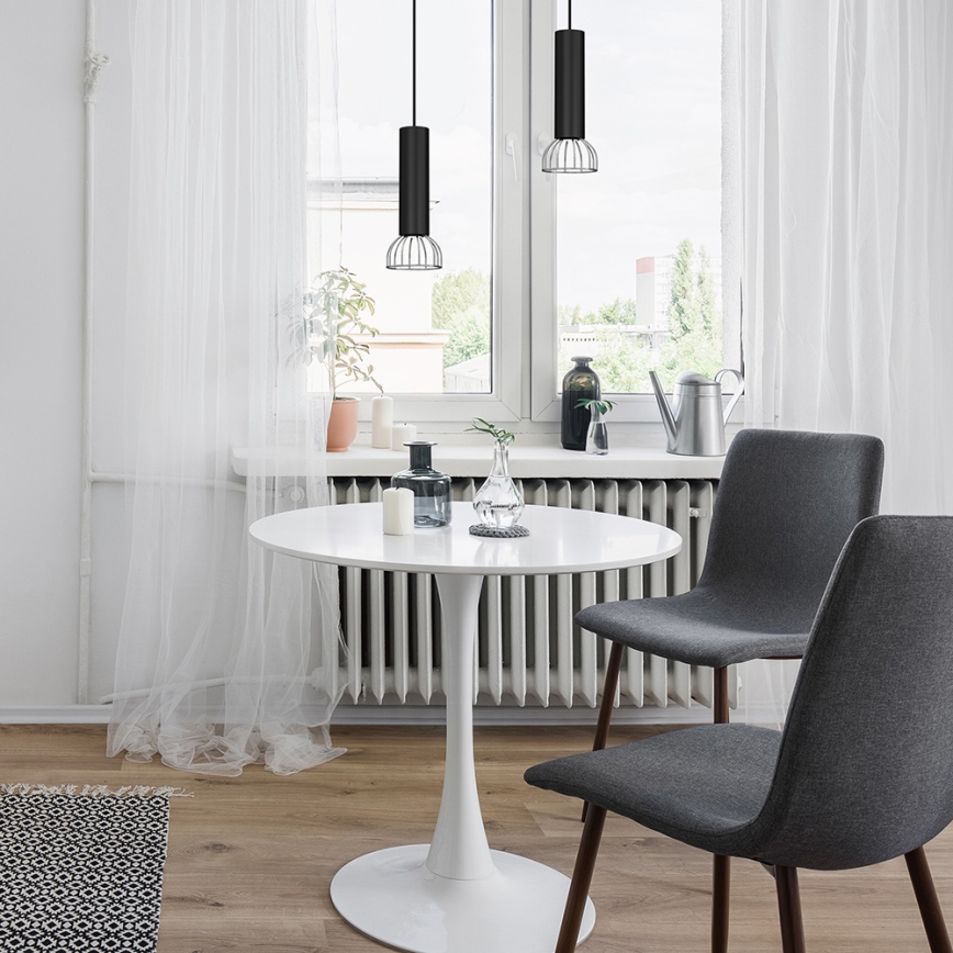 Ljusskrona med upphängningsrem  DANTE 1xGU10/25W/230V svart /blank krom 