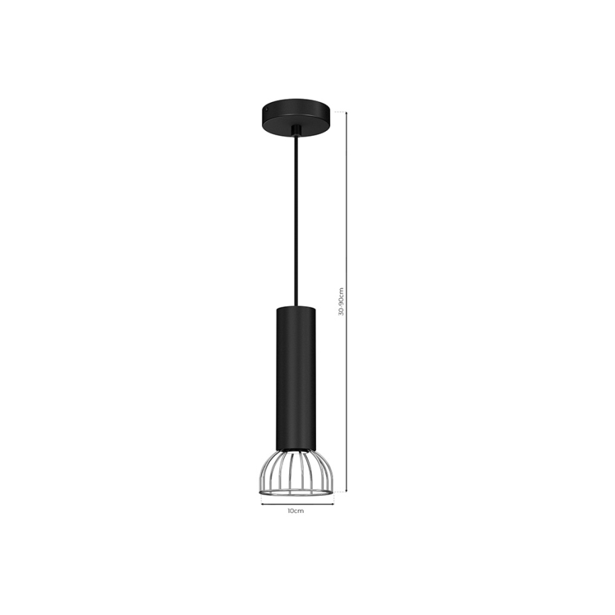 Ljusskrona med upphängningsrem  DANTE 1xGU10/25W/230V svart /blank krom 