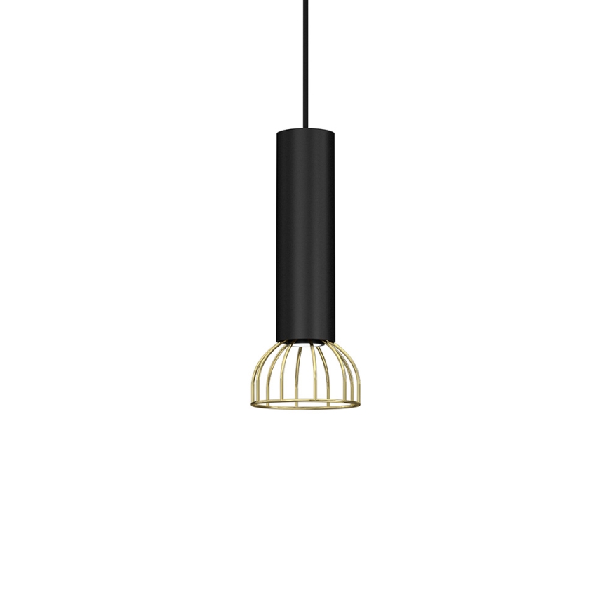 Ljusskrona med upphängningsrem  DANTE 1xGU10/25W/230V svart /gyllene