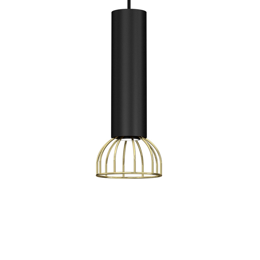 Ljusskrona med upphängningsrem  DANTE 1xGU10/25W/230V svart /gyllene