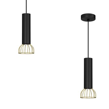 Ljusskrona med upphängningsrem  DANTE 1xGU10/25W/230V svart /gyllene
