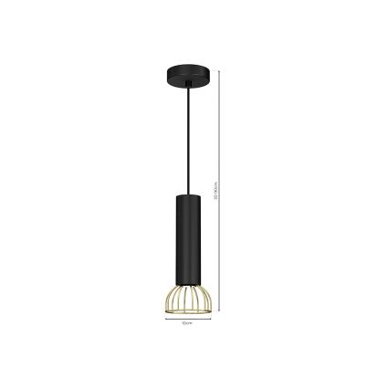 Ljusskrona med upphängningsrem  DANTE 1xGU10/25W/230V svart /gyllene