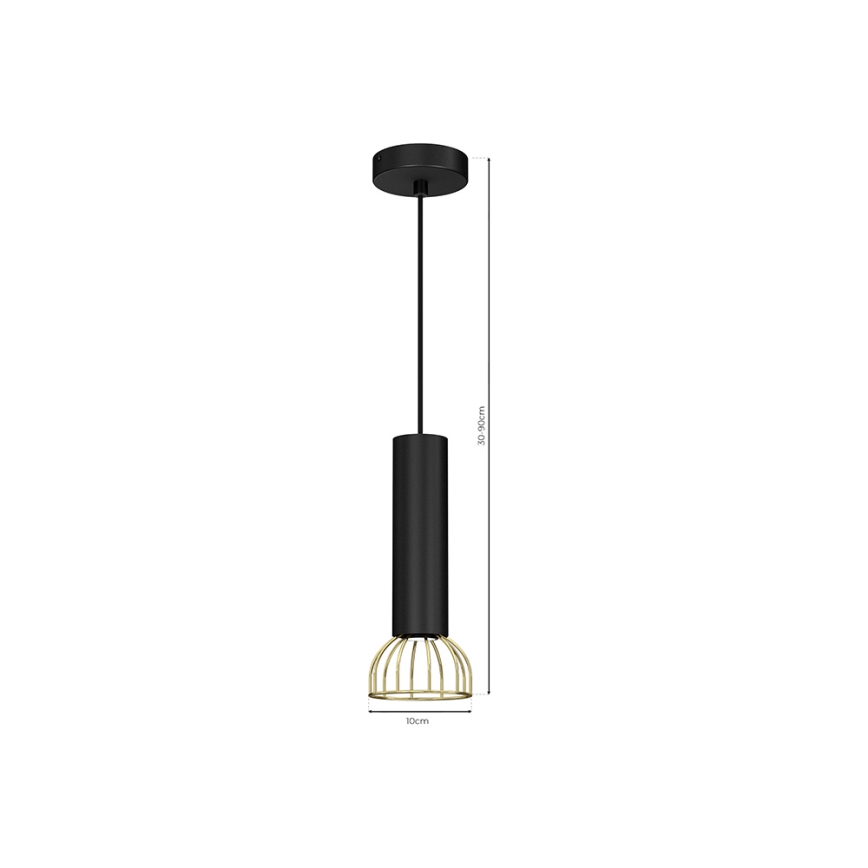 Ljusskrona med upphängningsrem  DANTE 1xGU10/25W/230V svart /gyllene