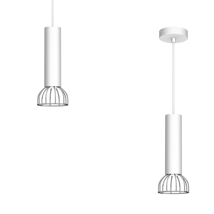 Ljusskrona med upphängningsrem  DANTE 1xGU10/25W/230V vit /blank krom 