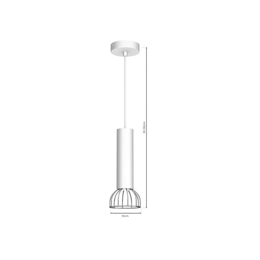 Ljusskrona med upphängningsrem  DANTE 1xGU10/25W/230V vit /blank krom 