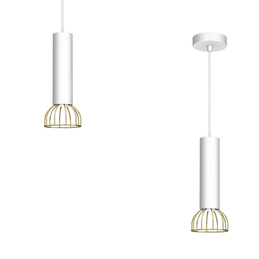 Ljusskrona med upphängningsrem  DANTE 1xGU10/25W/230V vit /gyllene