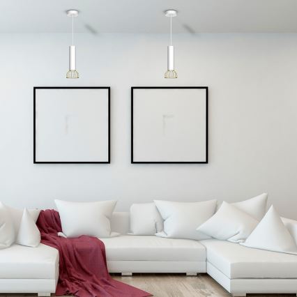 Ljusskrona med upphängningsrem  DANTE 1xGU10/25W/230V vit /gyllene