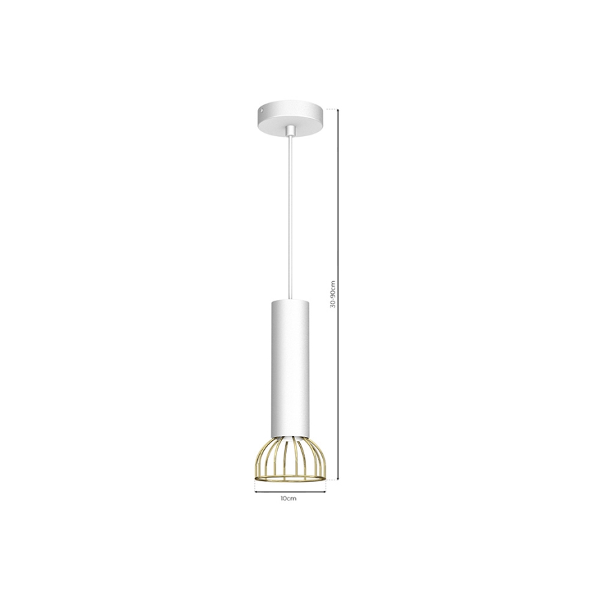 Ljusskrona med upphängningsrem  DANTE 1xGU10/25W/230V vit /gyllene