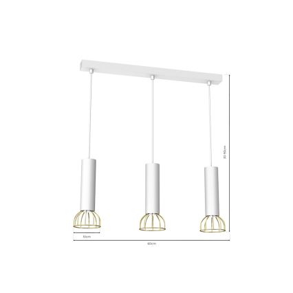 Ljusskrona med upphängningsrem  DANTE 3xGU10/25W/230V vit /gyllene 