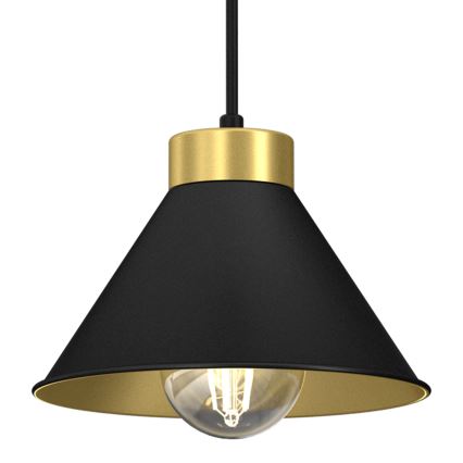 Ljuskrona med upphängningsrem DEMET 3xE27/60W/230V svart/gyllene