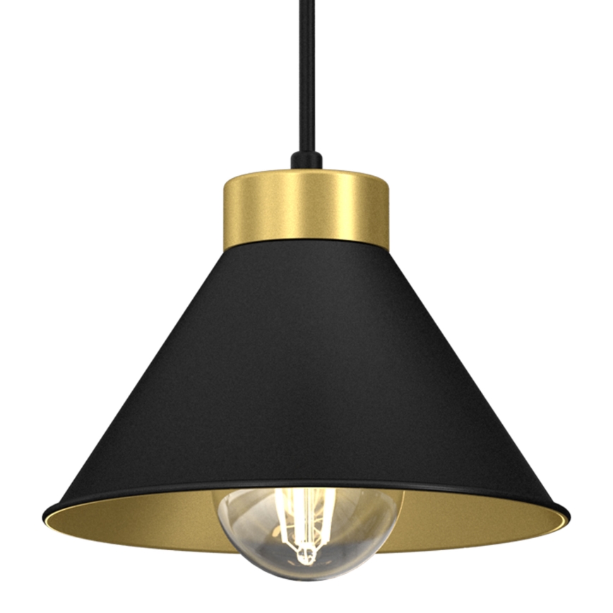 Ljuskrona med upphängningsrem DEMET 3xE27/60W/230V svart/gyllene