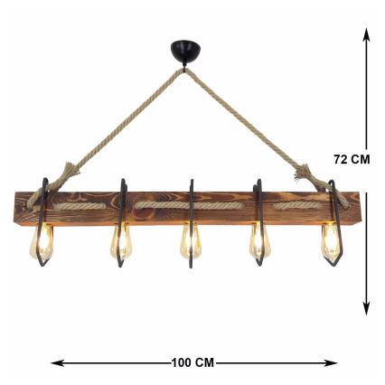 Ljusskrona med upphängningsrem  DEMIR 5xE27/40W/230V