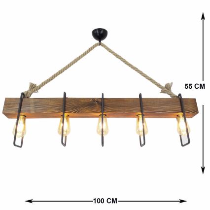 Ljusskrona med upphängningsrem  DEMIR 5xE27/40W/230V tall 