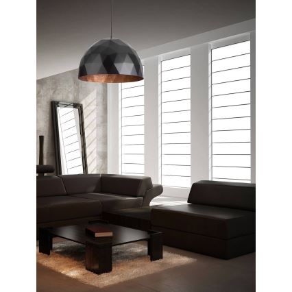 Ljusskrona med upphängningsrem  DIAMENT 1xE27/60W/230V diameter  35 cm svart /koppar