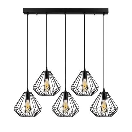 Ljusskrona med upphängningsrem  DIAMOND 5xE27/100W/230V