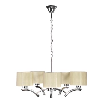 Ljuskrona med upphängningsrem DRAGA 5xE27/60W/230V beige/skinande krom