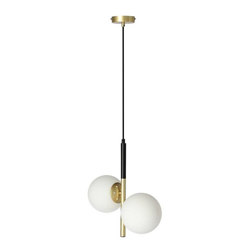 Ljuskrona med upphängningsrem DUO 2xE14/40W/230V gyllene/svart