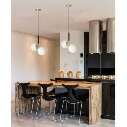 Ljuskrona med upphängningsrem DUO 2xE14/40W/230V gyllene/svart