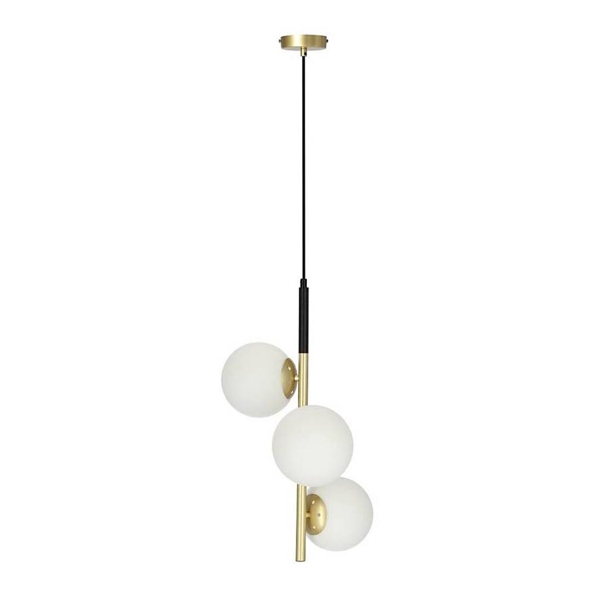 Ljuskrona med upphängningsrem DUO 3xE14/40W/230V gyllene/svart