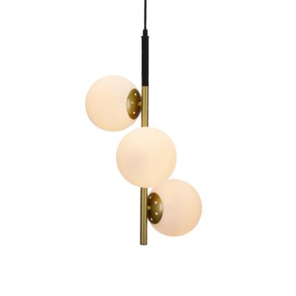 Ljuskrona med upphängningsrem DUO 3xE14/40W/230V gyllene/svart
