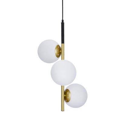 Ljuskrona med upphängningsrem DUO 3xE14/40W/230V gyllene/svart
