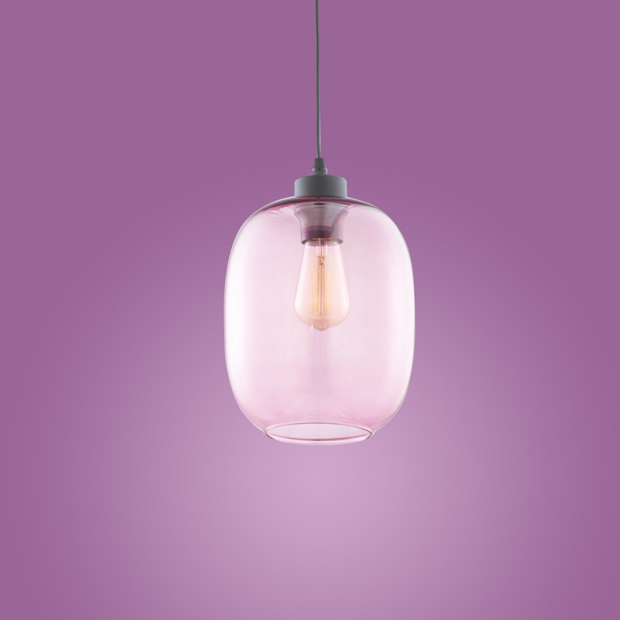 Ljusskrona med upphängningsrem  ELIO 1xE27/60W/230V rosa 