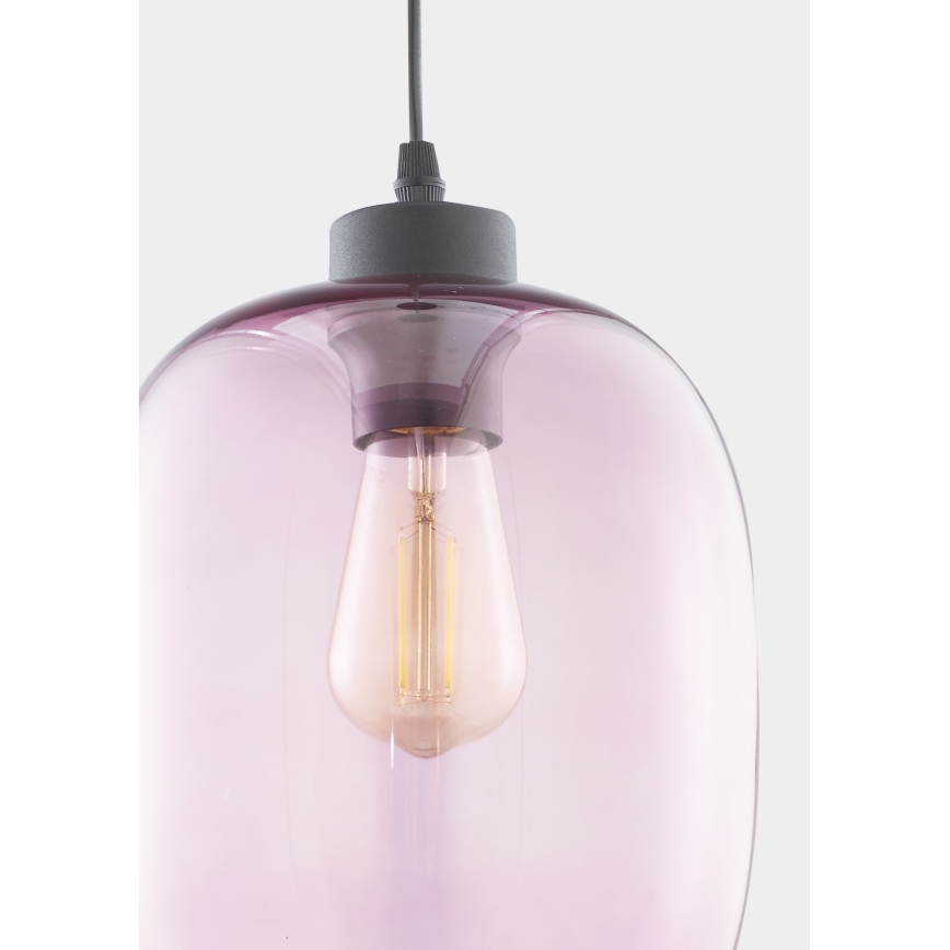 Ljusskrona med upphängningsrem  ELIO 1xE27/60W/230V rosa 