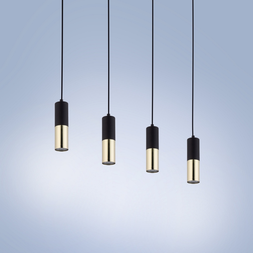 Ljusskrona med upphängningsrem  ELIT 4xGU10/10W/230V svart 