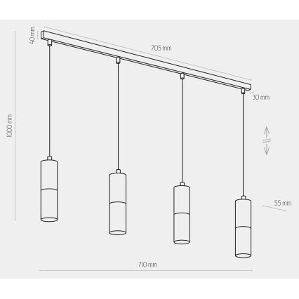 Ljusskrona med upphängningsrem  ELIT 4xGU10/10W/230V svart 