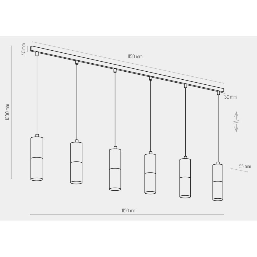 Ljusskrona med upphängningsrem  ELIT 6xGU10/10W/230V svart 