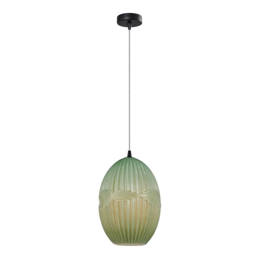 Ljuskrona med upphängningsrem ELLIPTIC 1xE27/11W/230V grön