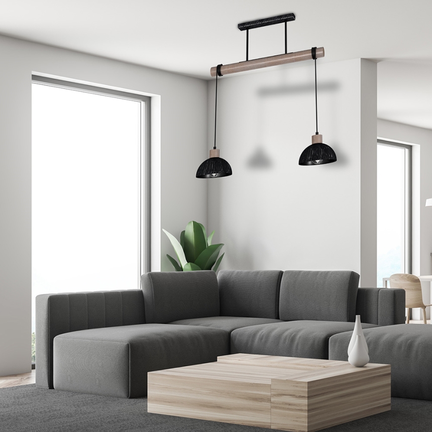 Ljusskrona med upphängningsrem  ERIK 2xE27/60W/230V brun /svart 