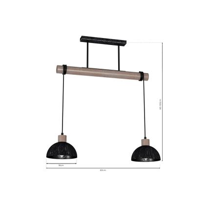 Ljusskrona med upphängningsrem  ERIK 2xE27/60W/230V brun /svart 