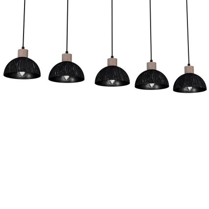 Ljusskrona med upphängningsrem  ERIK 5xE27/60W/230V brun /svart 