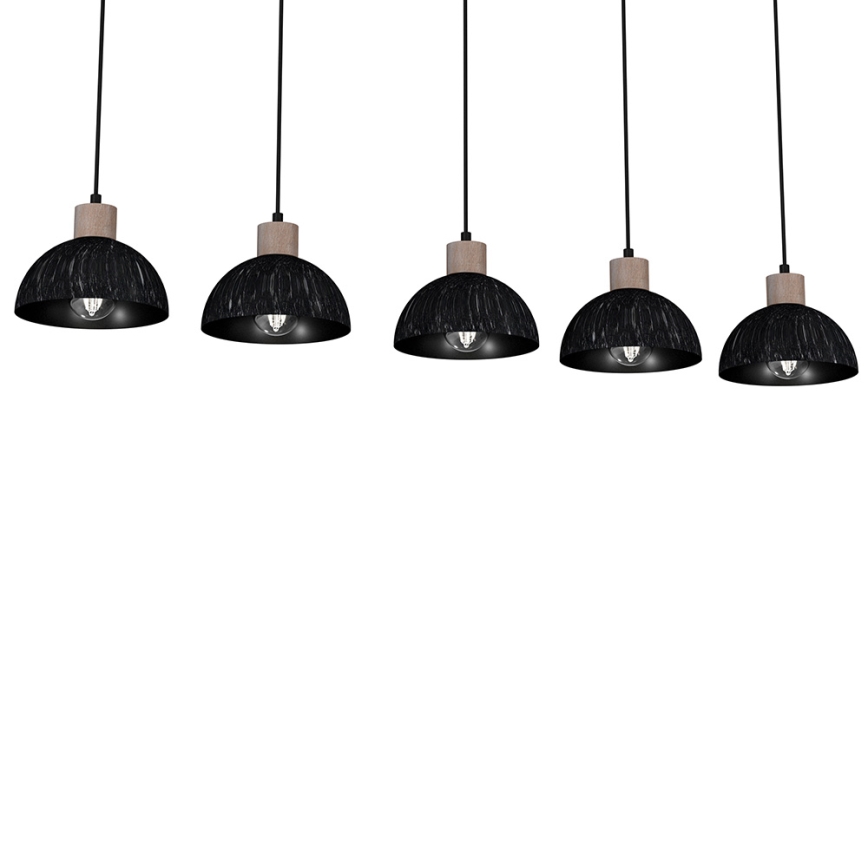 Ljusskrona med upphängningsrem  ERIK 5xE27/60W/230V brun /svart 