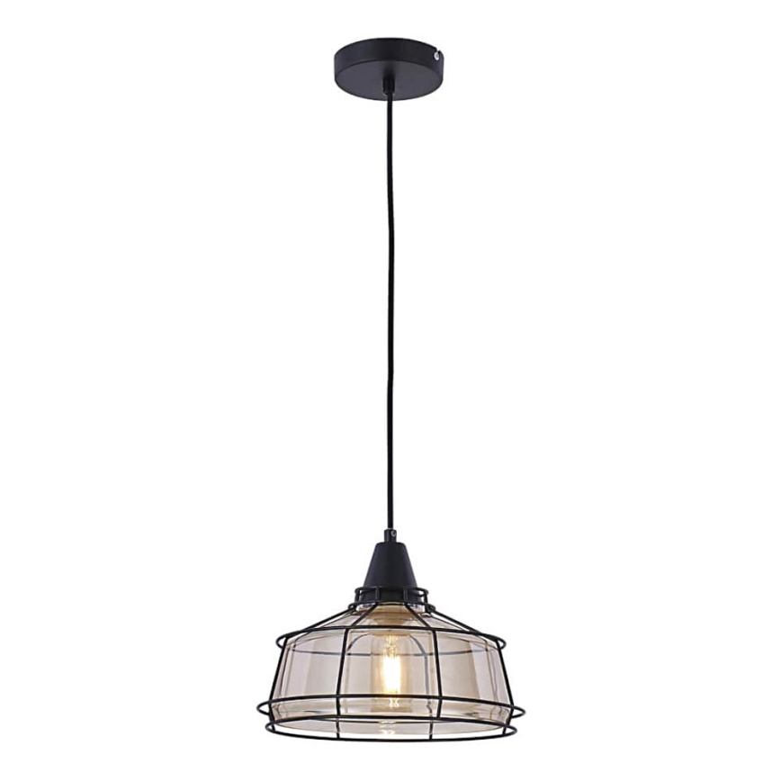 Ljuskrona med upphängningsrem FACTORY 1xE27/11W/230V beige/svart