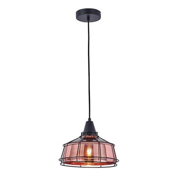 Ljuskrona med upphängningsrem FACTORY 1xE27/11W/230V ros guld/svart