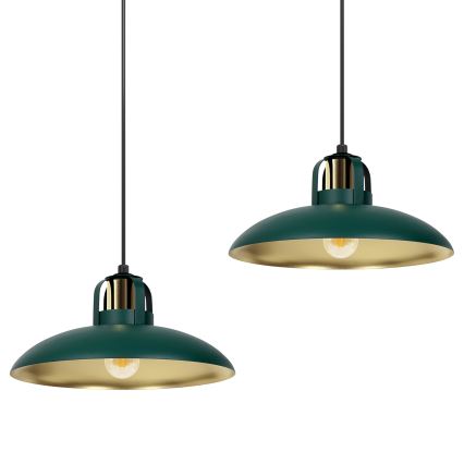 Ljusskrona med upphängningsrem  FELIX 2xE27/60W/230V grön