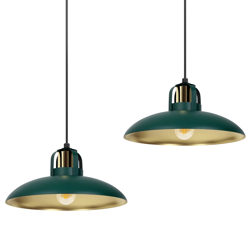 Ljusskrona med upphängningsrem  FELIX 2xE27/60W/230V grön