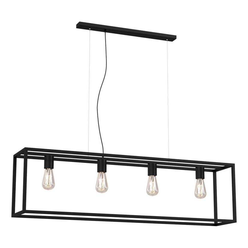 Ljuskrona med upphängningsrem FRAME 4xE27/60W/230V svart