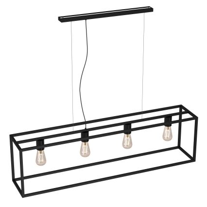 Ljuskrona med upphängningsrem FRAME 4xE27/60W/230V svart