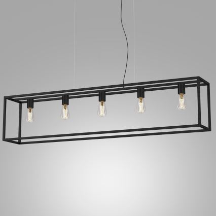 Ljuskrona med upphängningsrem FRAME 5xE27/60W/230V svart