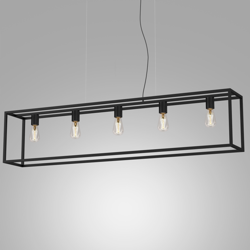 Ljuskrona med upphängningsrem FRAME 5xE27/60W/230V svart