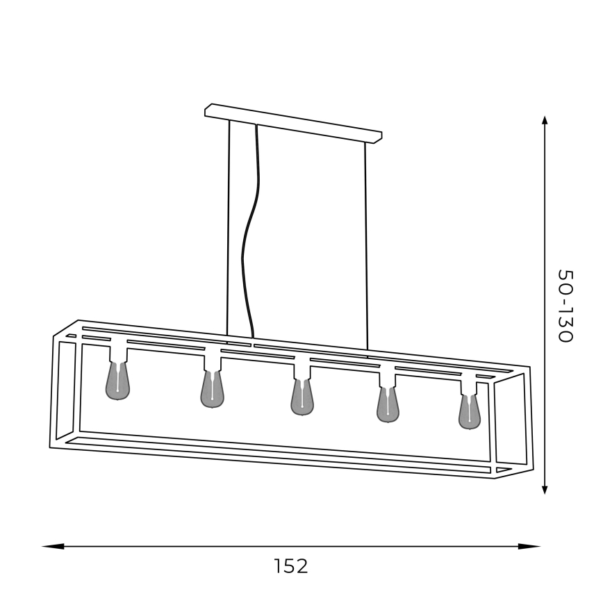 Ljuskrona med upphängningsrem FRAME 5xE27/60W/230V svart