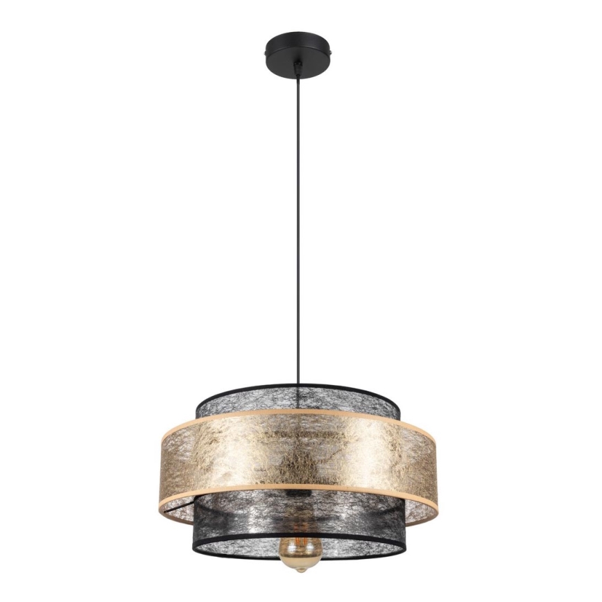 Ljuskrona med upphängningsrem GABI 1xE27/60W/230V gyllene/svart diameter 40 cm